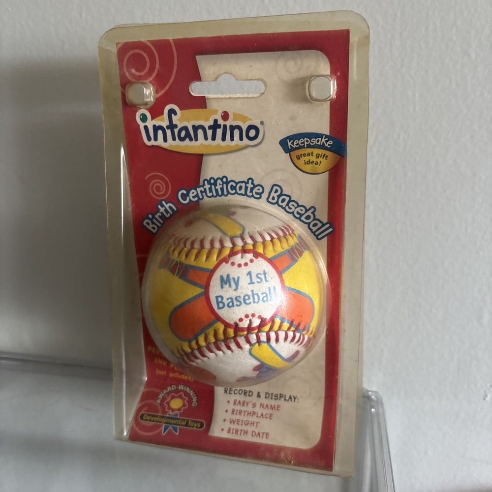 Infantino Birth Certificate Baseball Keepsake -NEW Damaged Packaging